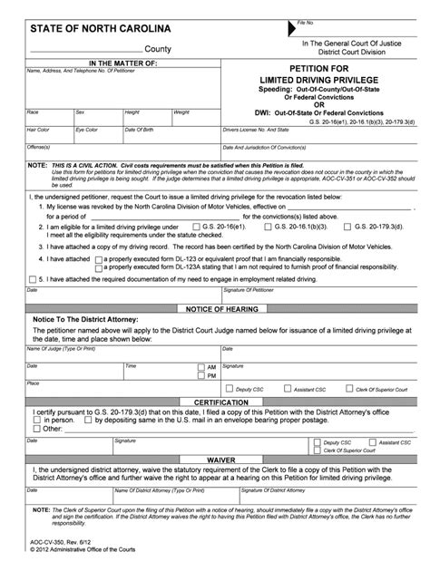 Nc Limited Driving Privilege Form: A Step-By-Step Guide