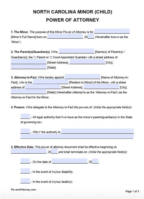 Nc Printable Power Of Attorney Form Download