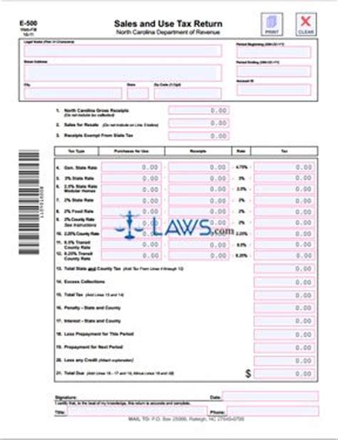 Nc Sales And Use Tax Form E-500 Guide