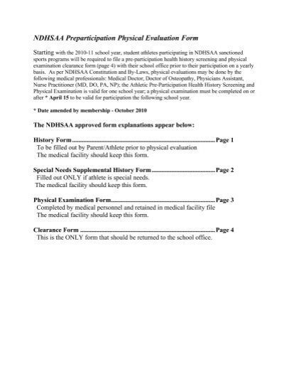 Ndhsaa Physical Form Requirements And Download Guide