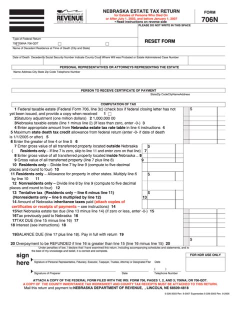 Nebraska Inheritance Tax Worksheet Form 500 Guide