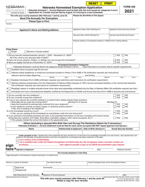 Nebraskans Guide To Homestead Exemption Form 458