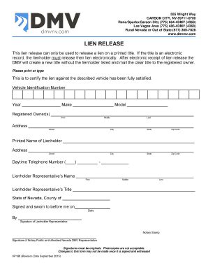 Nevada Dmv Release Of Liability Form Made Easy