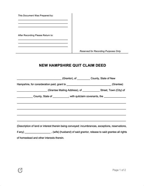 New Hampshire Quit Claim Deed Form: A Simple Guide