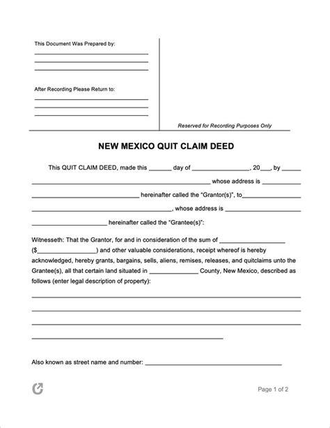 New Mexico Quit Claim Deed Form Made Easy