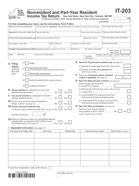 New York State Form It-203: Filing Requirements And Guide