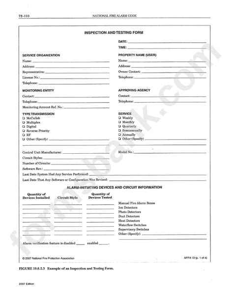 Nfpa 72 Inspection Form Excel Template Guide