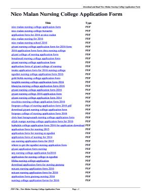 Nico Malan Nursing College Application Form 2024 Download