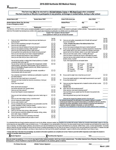 Nisd Physical Form Requirements And Guidelines