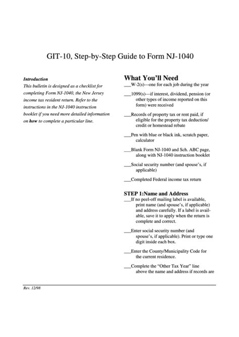 Nj Form 1040 Instructions: A Step-By-Step Filing Guide