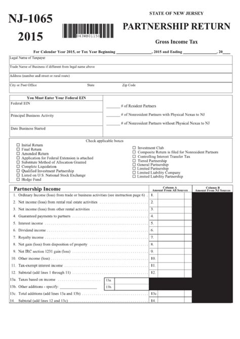 Nj Form 1065: Partnership Tax Return Filing Requirements