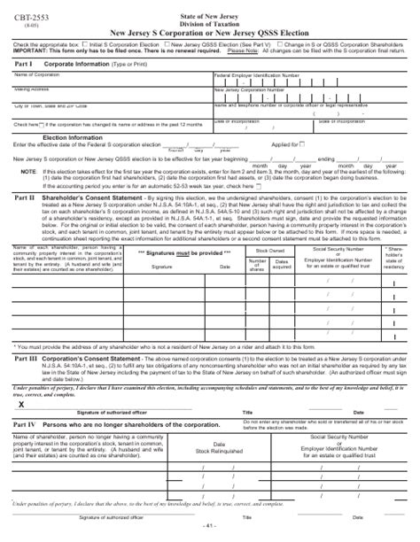 Nj Form Cbt-2553: A Guide To Business Tax Returns