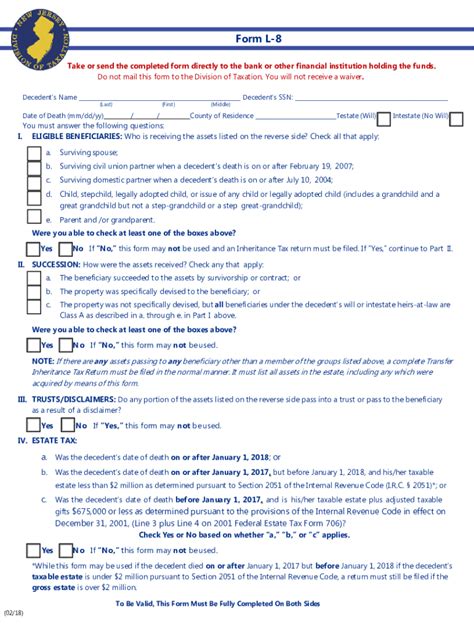 Nj L-8 Form: Understanding The Tax Clearance Requirement