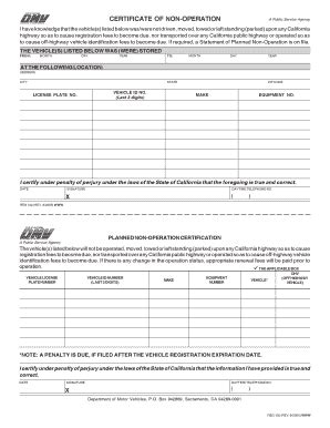 Non Operational Vehicle Form: What You Need To Know