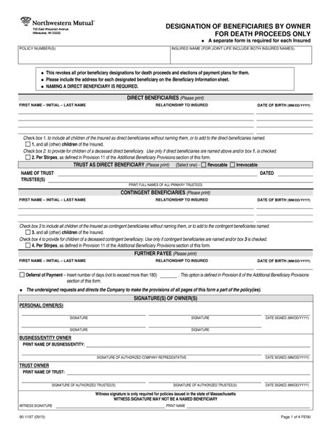 Northwestern Mutual Change Of Beneficiary Form Made Easy