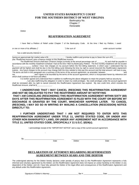 Notice Of Rescission Of Reaffirmation Agreement Form Explained