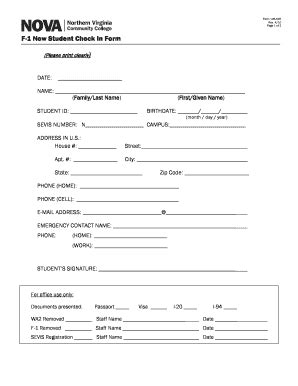 Nvcc F1 New Student Check-In Form Guide