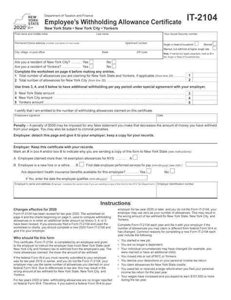 Ny State Withholding Form: A Comprehensive Guide