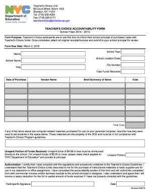 Nyc Doe Teachers Choice Accountability Form: A Simple Guide