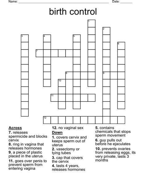 Nyt Crossword: Form Of Birth Control Answer Revealed