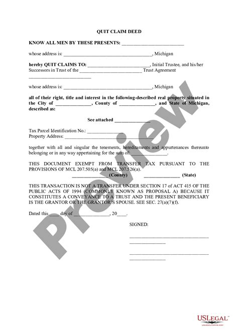 Oakland County Michigan Quit Claim Deed Form Guide