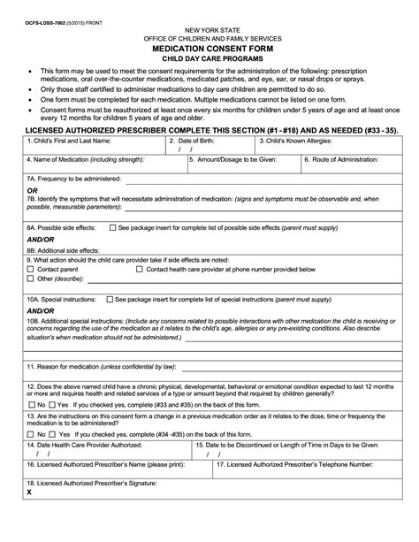 Ocfs Medication Consent Form: A Guide For Parents