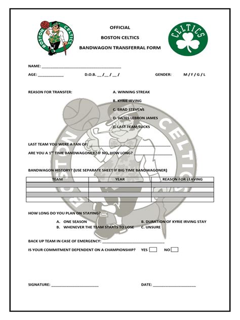 Official Bandwagon Transfer Form: A Step-By-Step Guide