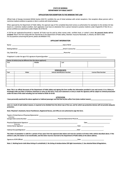 Ohio Window Tint Exemption Form Requirements