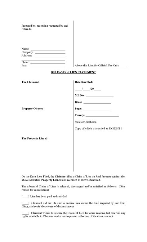 Oklahoma Mechanics Lien Release Form: A Step-By-Step Guide