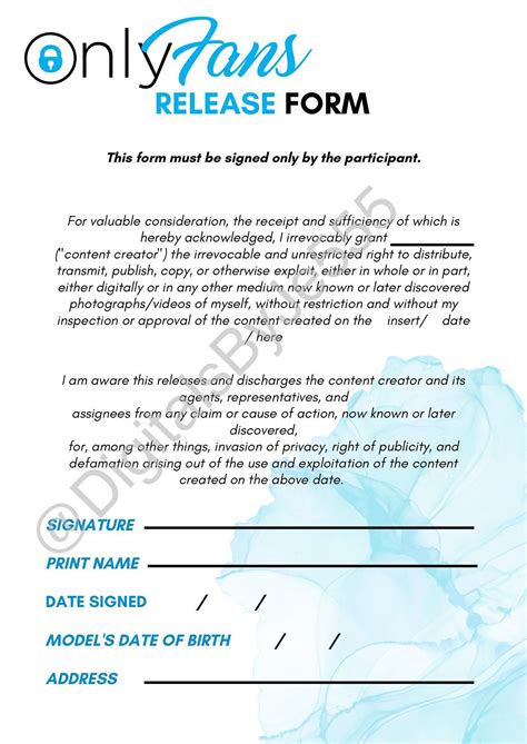 Onlyfans Release Form Template For Creators