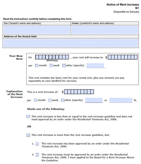 Ontario Rent Increase Form N1: A Tenants Guide