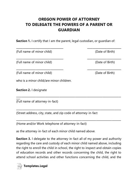 Oregon Power Of Attorney Form Free Printable Template