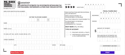 Pa 40es Form: Pennsylvania Application For Extension Of Time