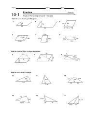 Parallelograms And Triangles Form G Answers Practice