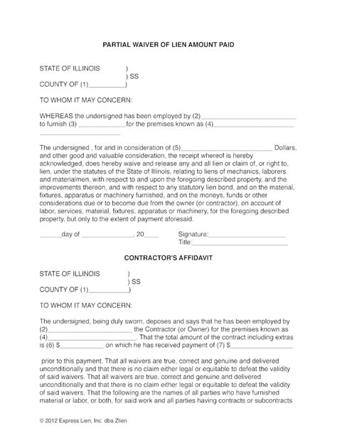 Partial Waiver Of Lien Form Illinois: Know Your Rights