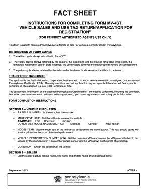 Pennsylvania Form Mv-4st: A Guide To Vehicle Sales Tax