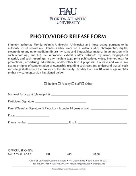 Photo Release Form Template For Microsoft Word