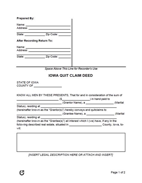 Polk County Iowa Quit Claim Deed Form Download