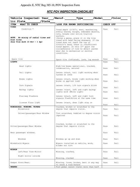 Pov Inspection Army Da Form Guide And Instructions