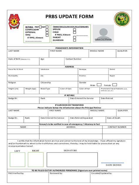 Prbs Update Form: Fill Out Online Application Quickly