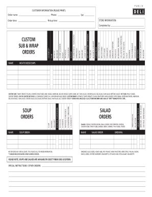 Publix Sub Order Form Made Easy