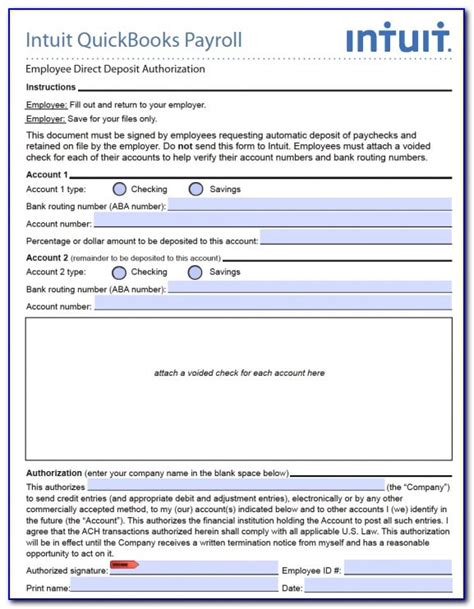 Quickbooks Direct Deposit Authorization Form Explained