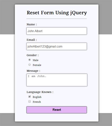 Reset A Form With Jquery In One Line Of Code