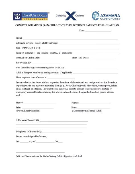 Royal Caribbean Cruise Parent Consent Form Requirements