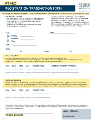 Rtf Ez Form Gwu: Simplified Student Registration