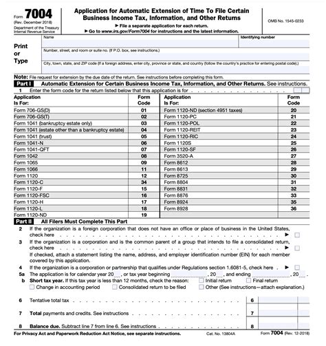 S Corp Tax Extension Form 7004 Filing Deadline