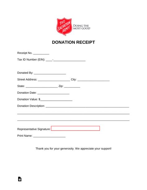 Salvation Army Itemized Donation Form Made Easy