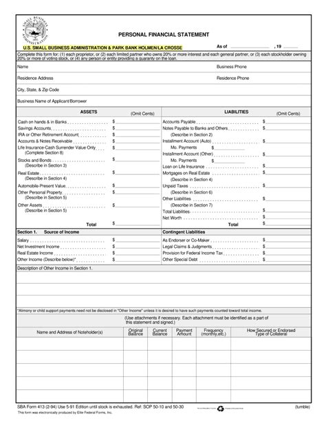 Sba Form 413 Fillable Download: A Step-By-Step Guide