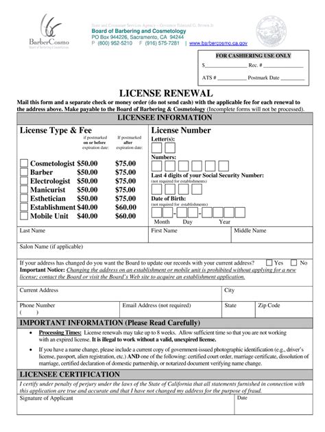 Sc Cosmetology License Renewal Form Guide