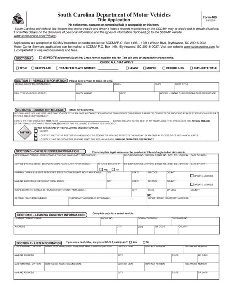 Scdmv Online Form 400: A Step-By-Step Filing Guide